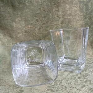 Crown Royal Glass Set of 2 Embossed Lowball Rocks